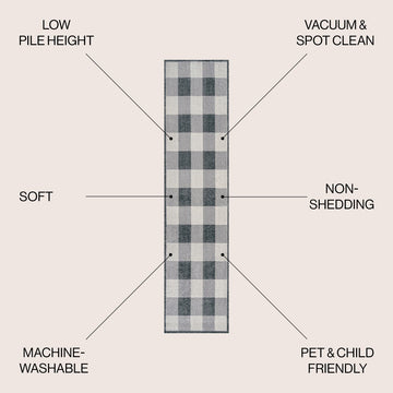 Gingham Gradient Plaid Cottage Machine-washable Area Rug